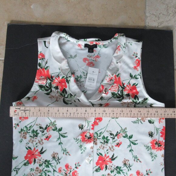 Ann Taylor Floral Sleeveless button down Blouse Shirt -Size XS, White Multicolor - Picture 7 of 13